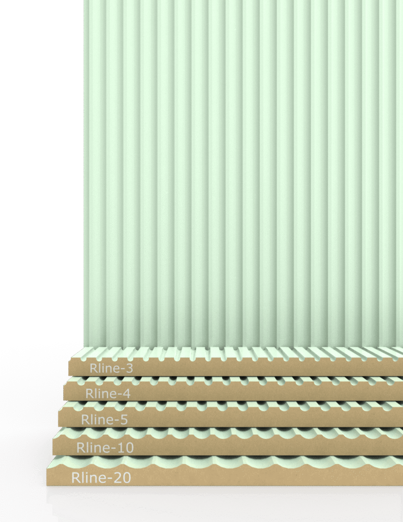 Фрезерованные МДФ фасады,. Серия Rline представлена 5 вариантами фрезеровки
